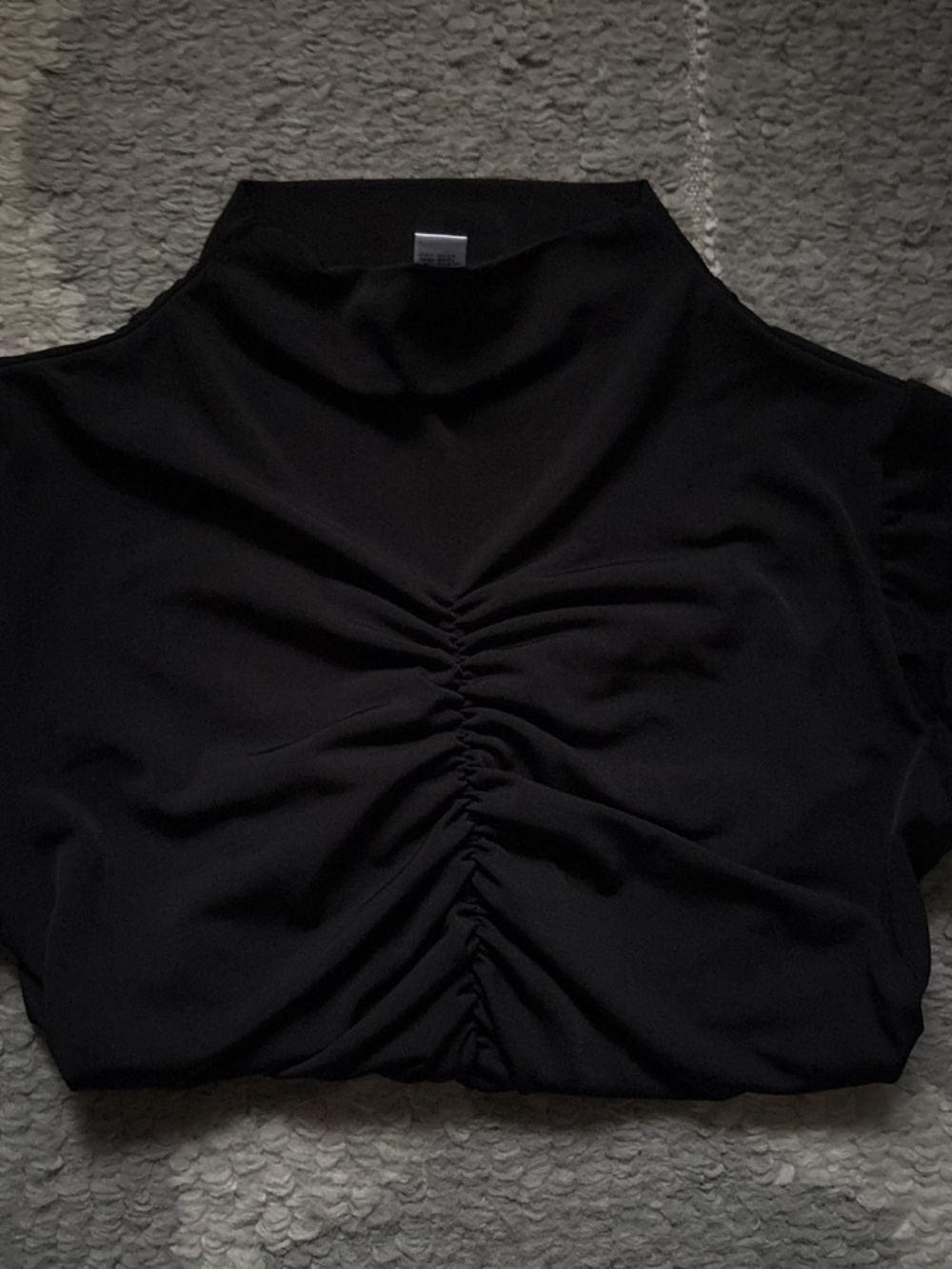 love...ady Black Ruched High Neck Crop Top